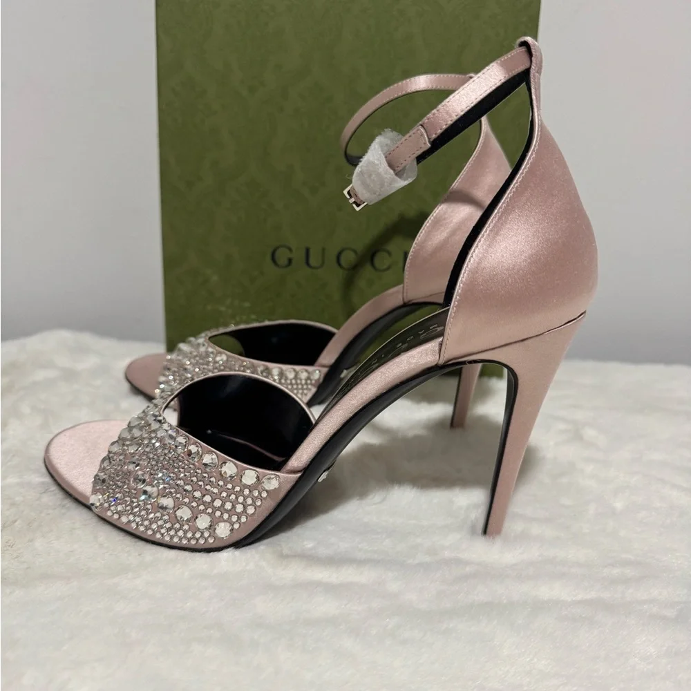 Gucci Blush Crystal-Studded Heels - Picture 3 of 6